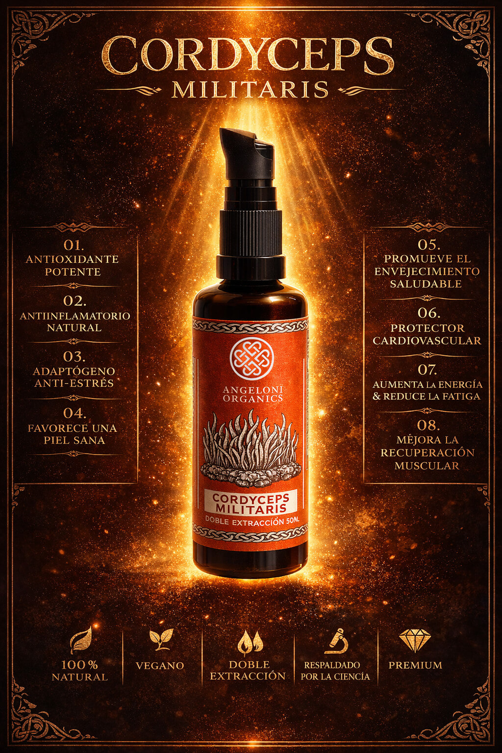 Hongo Cordyceps Militaris Doble Extracción - Concentrado 50ML - Imagen 2