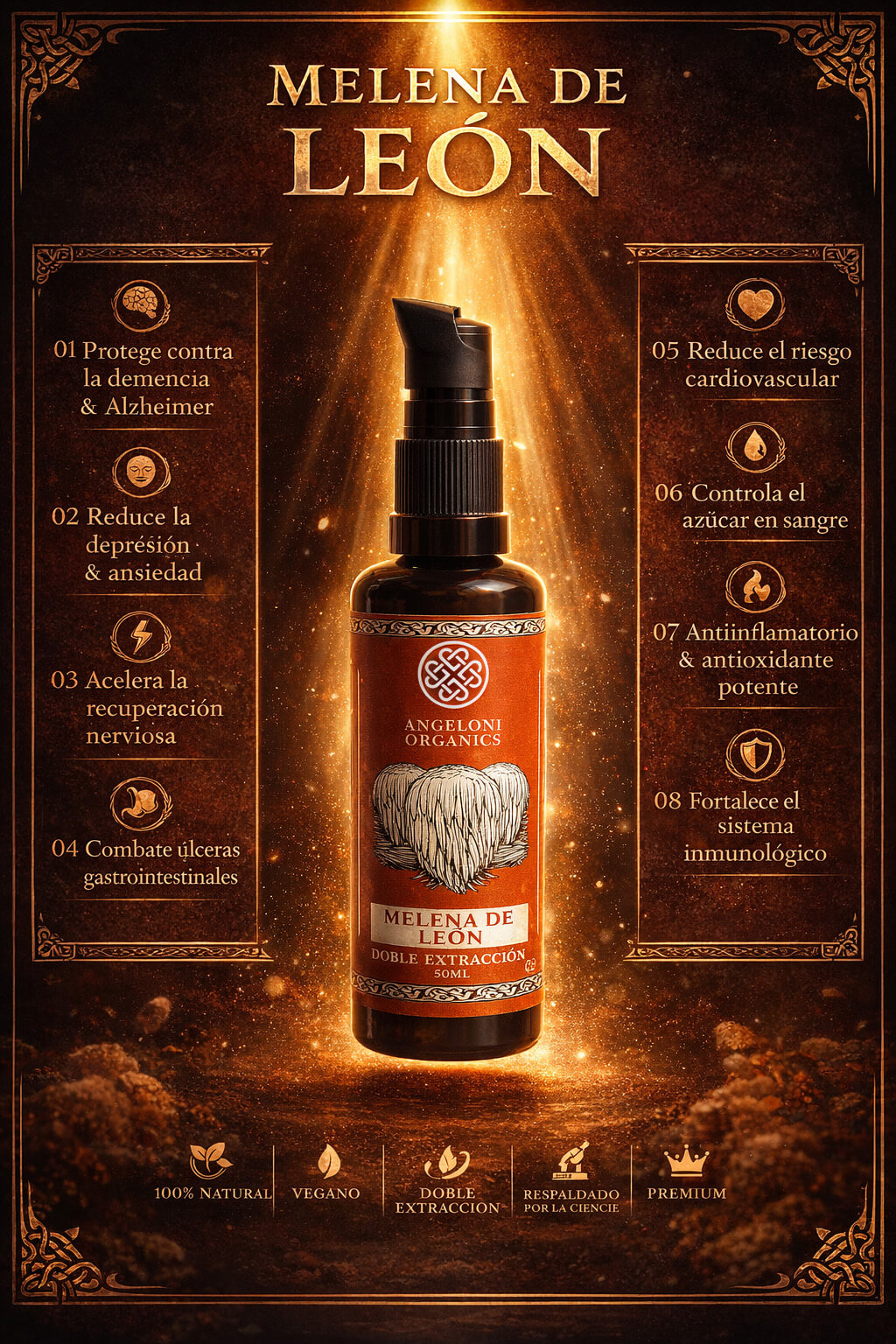 Hongo Melena de León Doble Extracción – Ultra Concentrado 50ML - Imagen 2